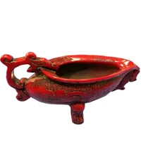 china red coral carved dragon cup