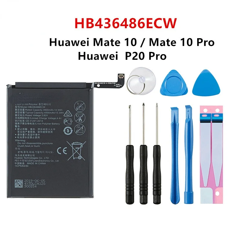 

100% Оригинальный аккумулятор HB436486ECW 4000 мАч для Huawei Mate 10 Mate 10 Pro /P20 Pro AL00 L09 L29 TL00 батареи + Инструменты