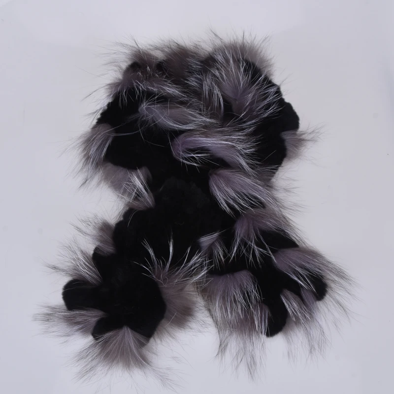 Натуральная меха лисы короткий шарф для женщин настоящий мех кролика серебро