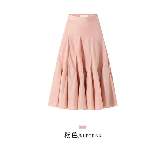 Show New Bella Walking s Star Pleated Glossy Satin Skirt with Naked High waist Half length Summer