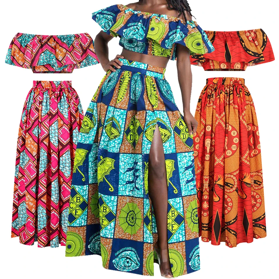 Новые африканские платья для женщин модная эластичная юбка с принтом на одно