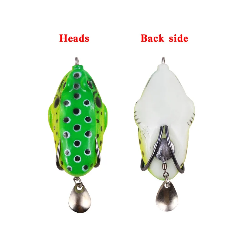 

1PCS 8cm/13g Top Water Ray Frog Shape Toad soft frog skin thunder frog modified thunder frog double hook sequins thunder frog