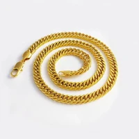 heavy jewelry yellow gold filled cool mens thick necklace double curb chain 60cm long