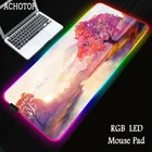 Большой коврик для мыши Fuji RGB с креплением в виде цветка вишни, 90x40 см, розовый коврик для мыши в стиле сакуры, игровые аксессуары, Настольный коврик xl