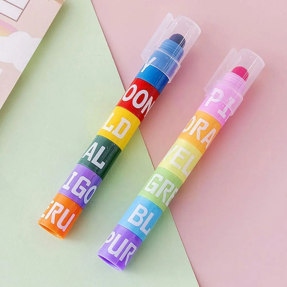 

6 In One Portable Color Highlighter Stitching Highlighter Soft Pen Highlighter Note Color Color Pen Drawing Mark A U1d6