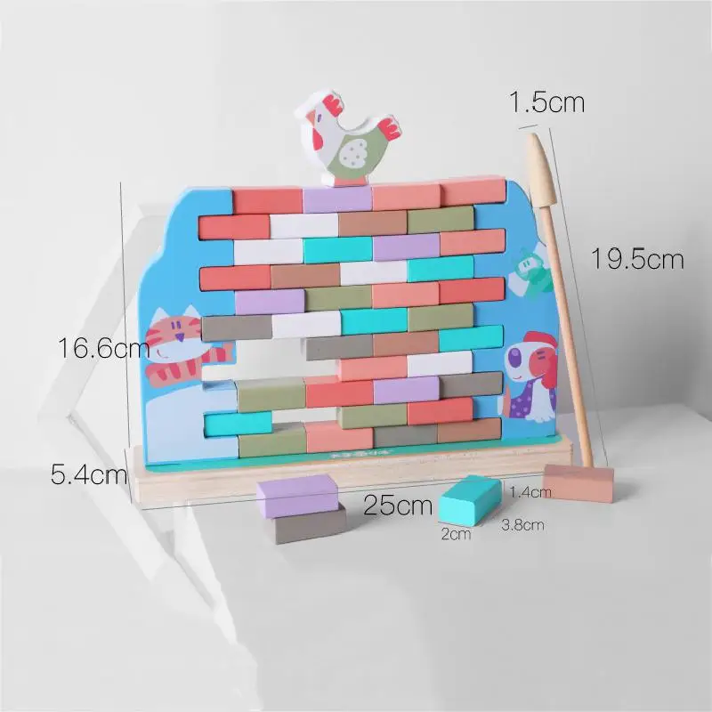 

Children's educational toys Parent-child hen push the wall to draw wood block board game