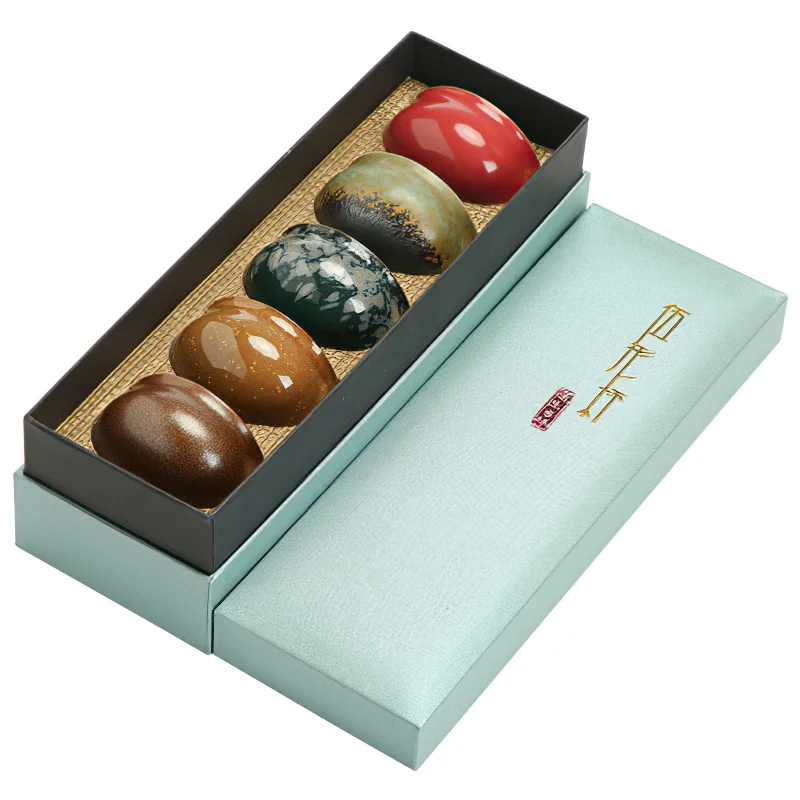 

5pcs Ceramic Cup Gift Box Japanese Retro Kiln Change Clay 60ML Water Ware Bar Decoration Household Kitchen Supplies Drinkware