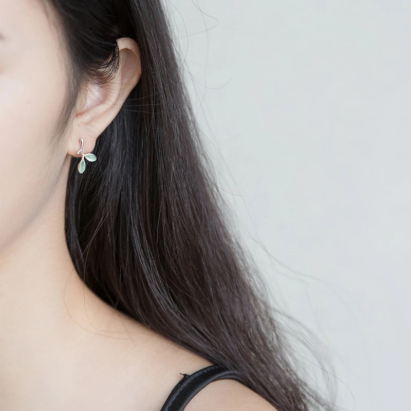 Colusiwei летние зеленые листья серьги-гвоздики в форме растения для женщин