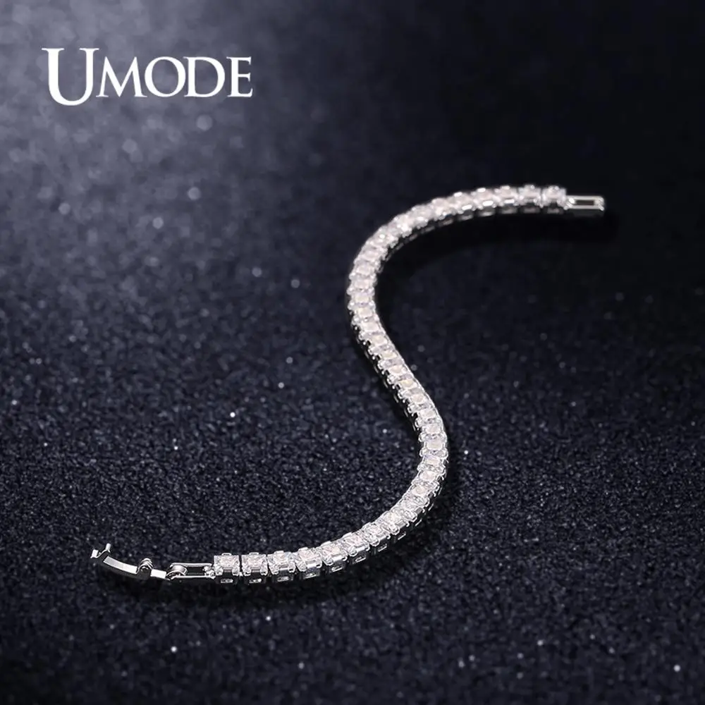UMODE новые круглые хрустальные теннисные браслеты для женщин и мужчин прямоугольные квадратные циркониевые белые золотые длинные цепочки ювелирные изделия AUB0178X