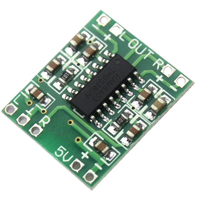 100PCS PAM8403 Super Mini Digital Amplifier Board 2 x 3W Class D Efficient 2.5 to 5V USB Power Supply |