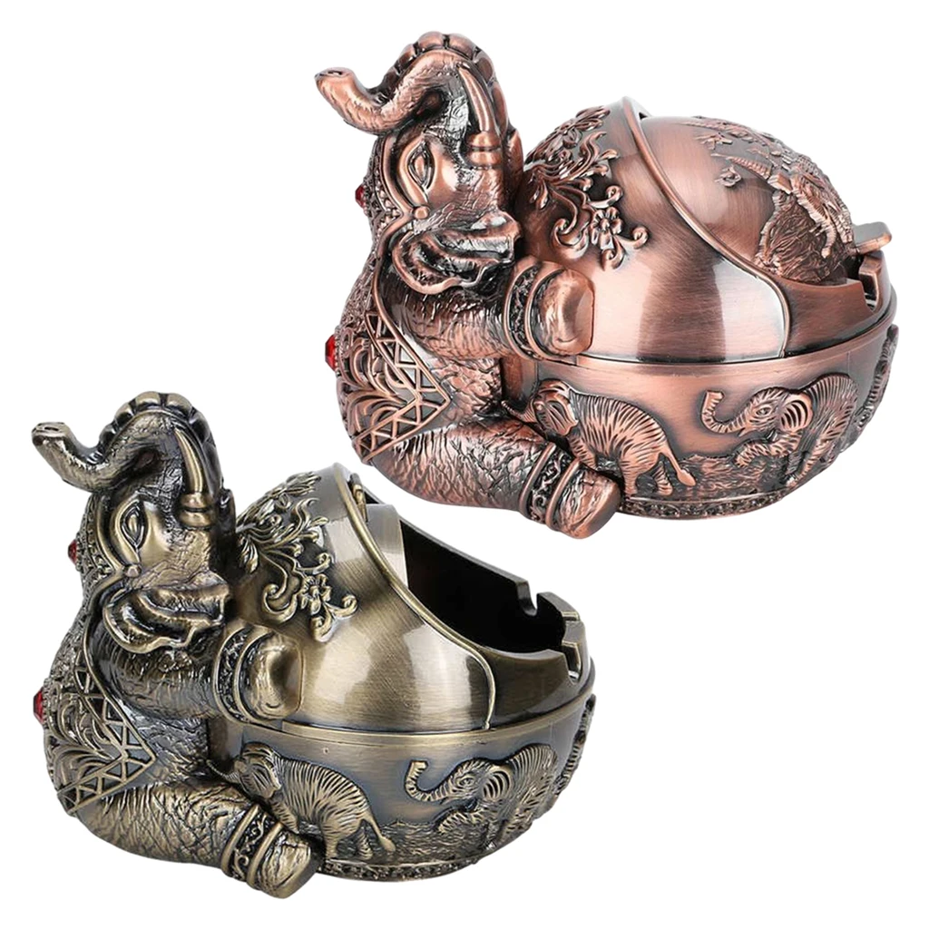 

Ash Tray with Lid Creative Collectible Ashtray Statue Desktop Decoration