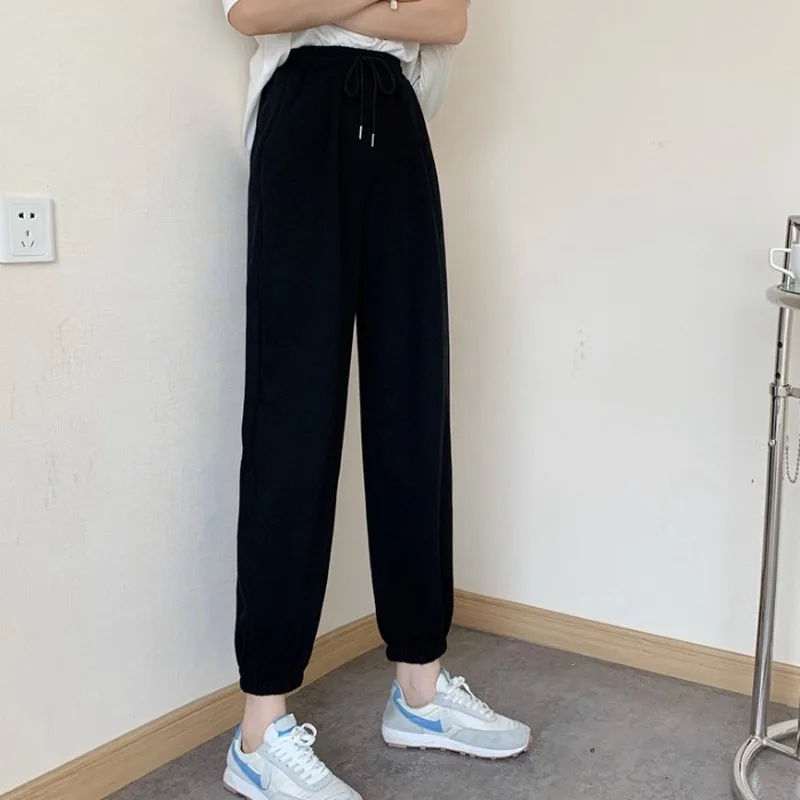 

Women Casual Pants Japanese Style Students Drawstring Harem Lovely Plus Velvet Ankle-length All-match Fashion Chic New Soft Ins
