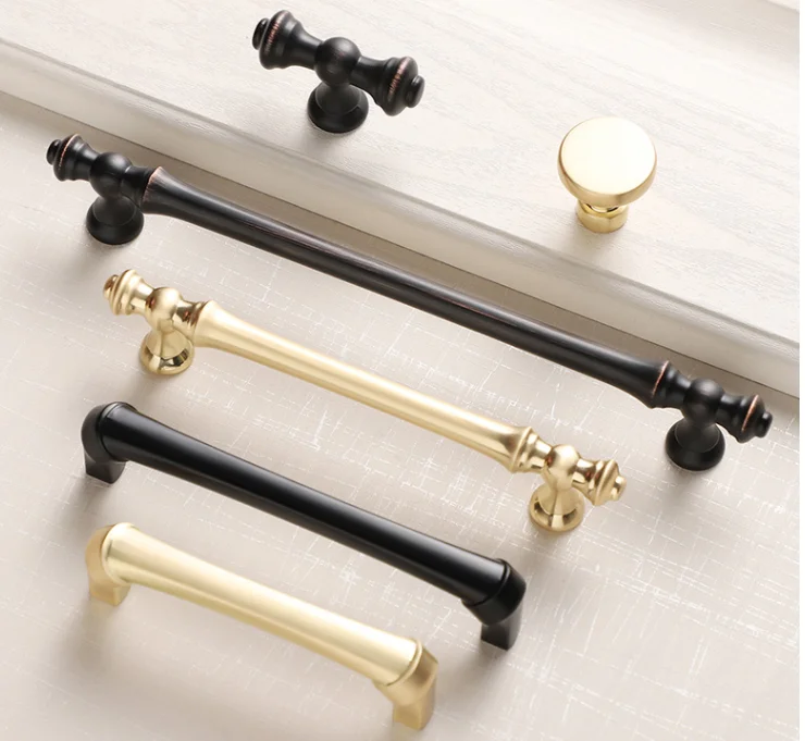 

1PCS Black Gold Cabinet Handles and Knobs European Wardrobe Drawer Door Closet Dresser Pulls Furniture Hardware