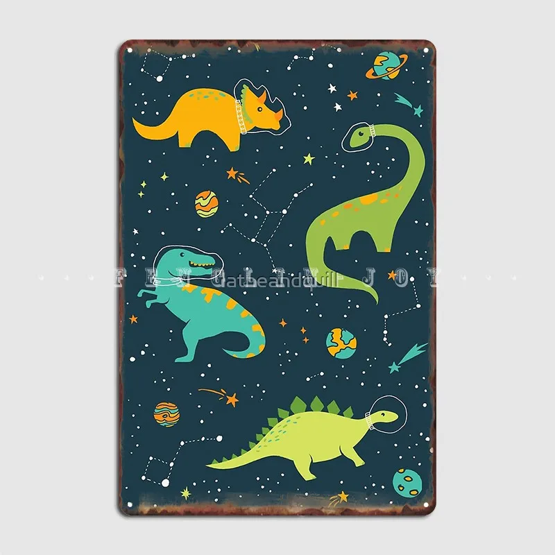 

Dinosaur Space Adventure Poster Metal Plaque Wall Cave Wall Customize Plaques Tin Sign Poster
