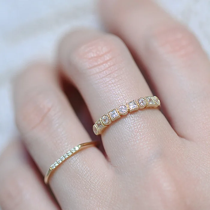 

Real 14K Gold Color Jewelry FL Cut Diamond Ring for Women Bizuteria Wedding Bands 14K Yellow Gold Round Diamond Ring for Females