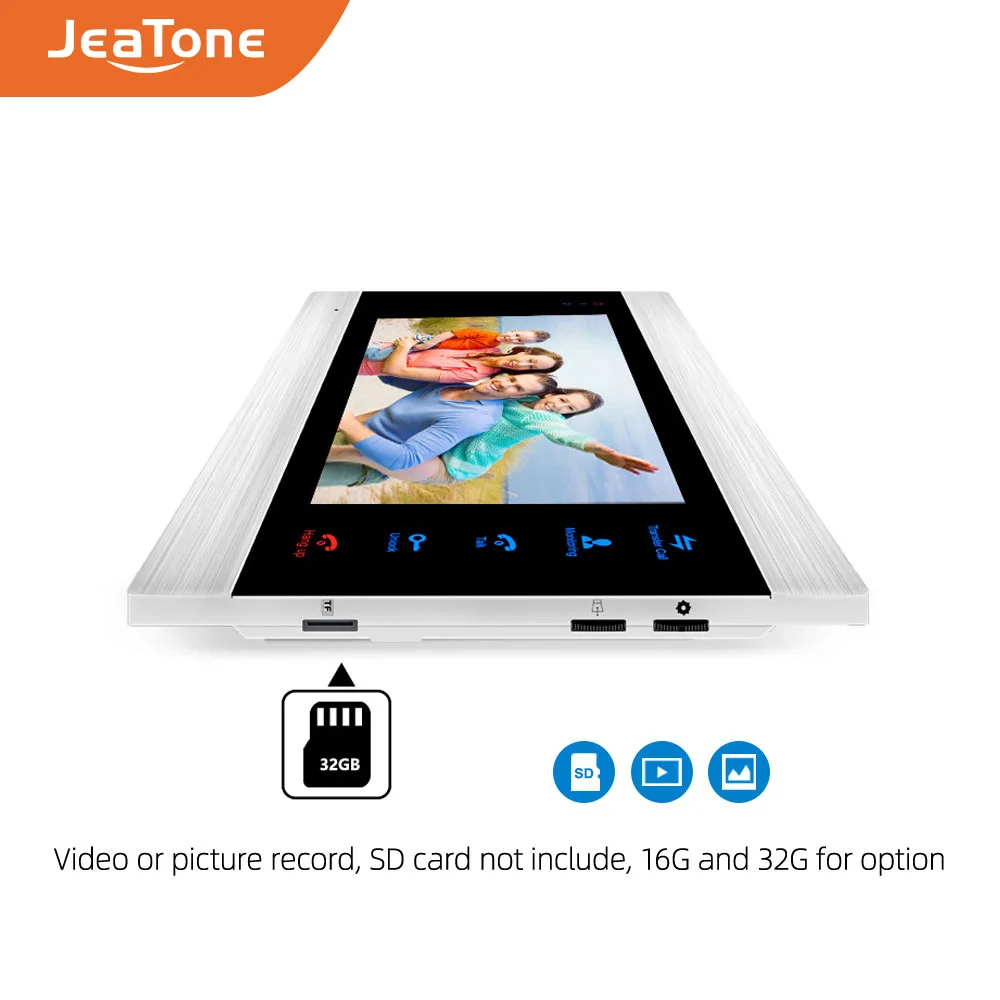 Jeatone 7&quotVideo Intercom Touch Button Monitor +Waterproof Large Doorbell Camera Security Video Door Phone Kit Entry System |