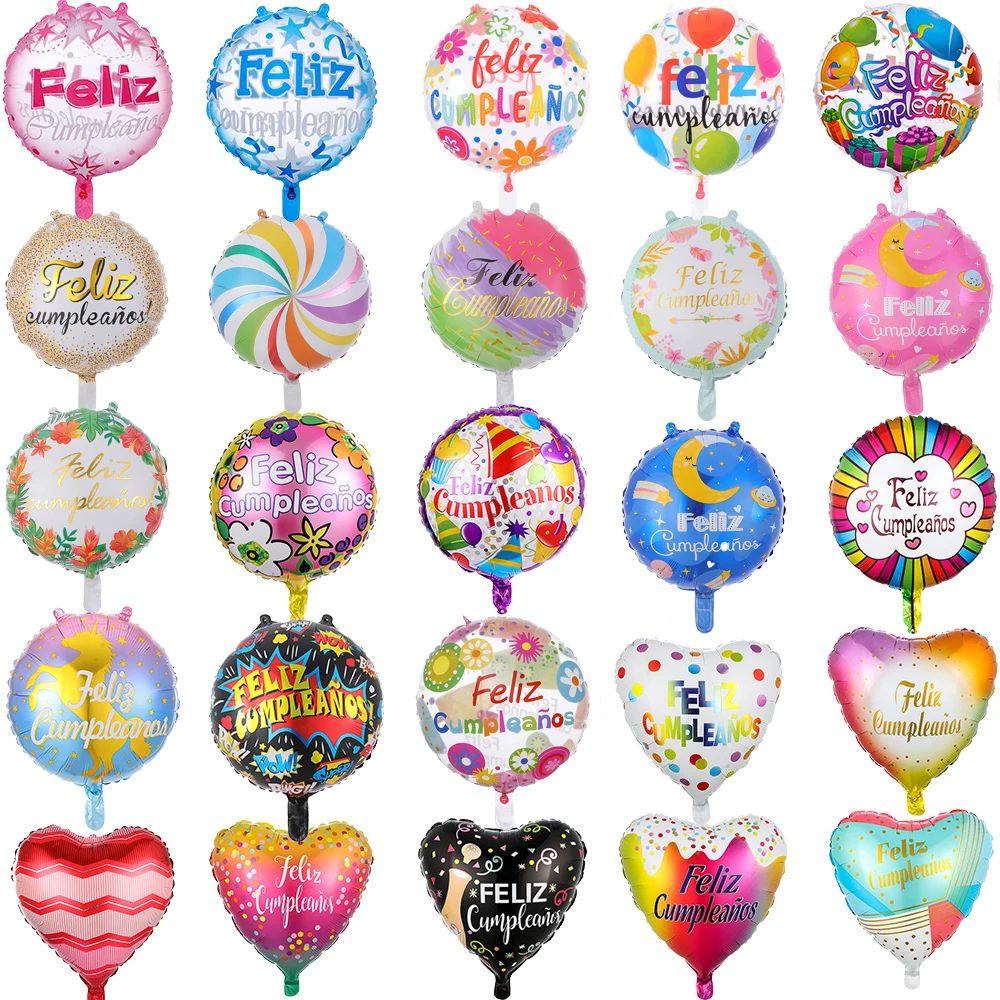 50 шт в наборе 18 дюймов круглый Фольга шар испанский Feliz cumpleaños надувные воздушные