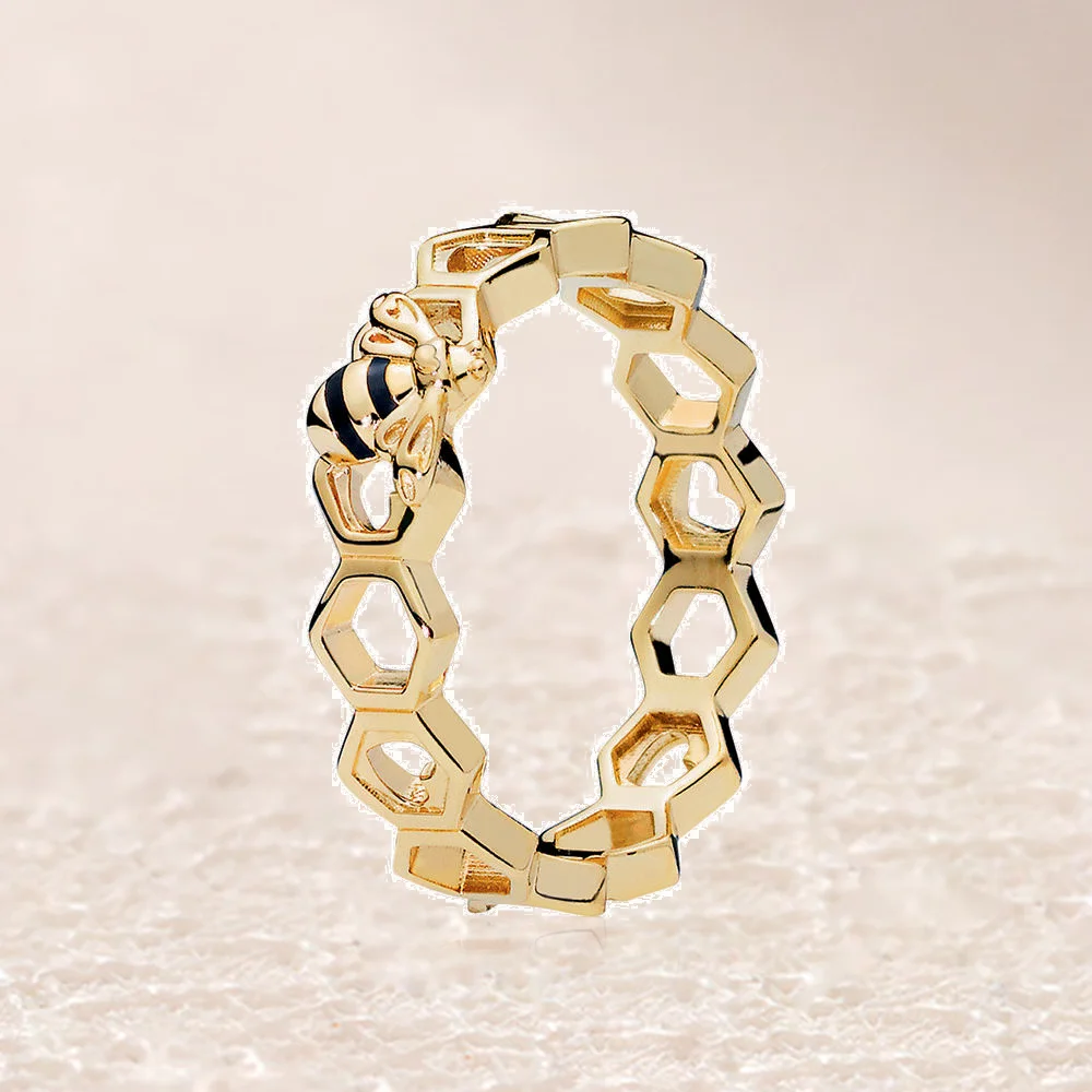 

167116EN16 Limited Edition Honeybee Ring, Shin & Black Enamel