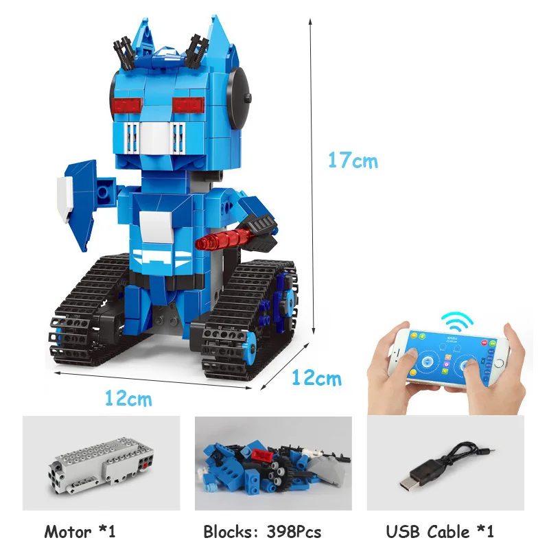 

RC Robot Track Building Blocks Cute Animals Programmatic Toys STEM Remote Control Car Model Bricks Children Boy Gift
