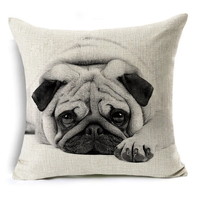 

Lovely French Bulldog Animal Series Linen Pillowcase Sofa Cushion Bed Pillow Cover Home Decoration Car Cushion 45 * 45CM
