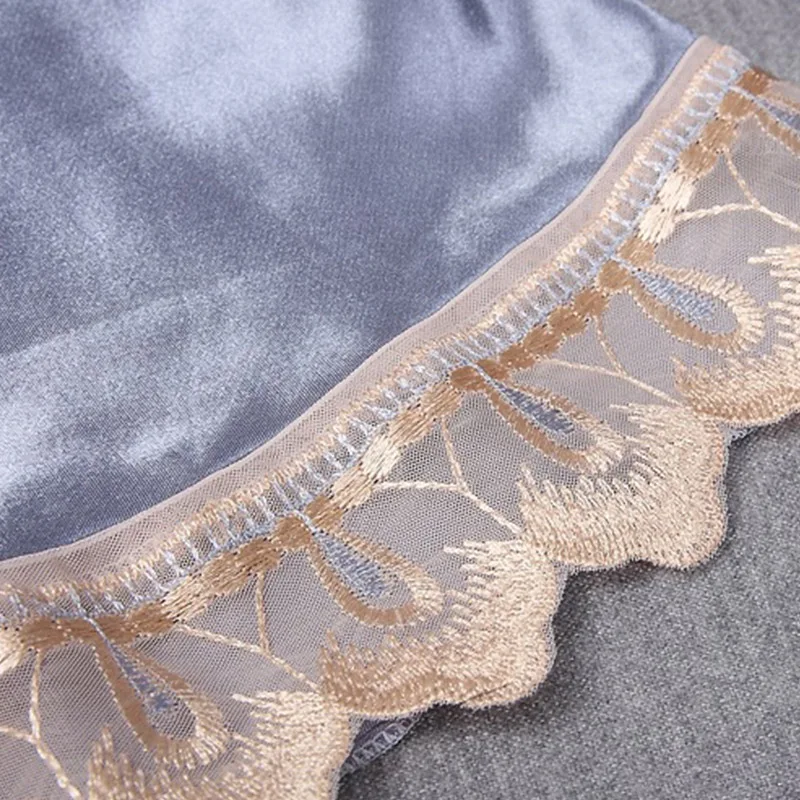 Кружевная ночная рубашка для женщин шелковая атласная пижама без рукавов