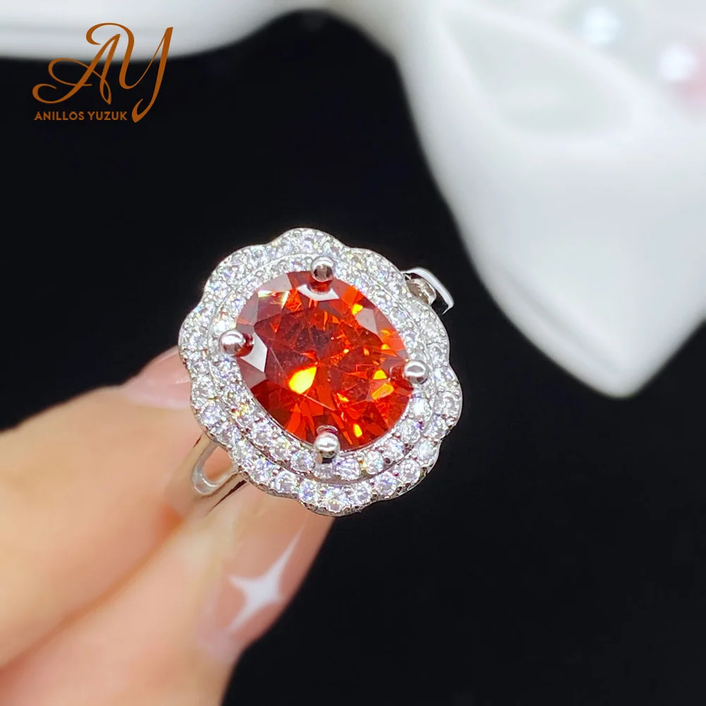 

Anillos Yuzuk Luxury 925 Sterling Silver Big Red Oval Gemstone Wedding Engagement Simple Ring Jewelry Resizable Drop Shipping