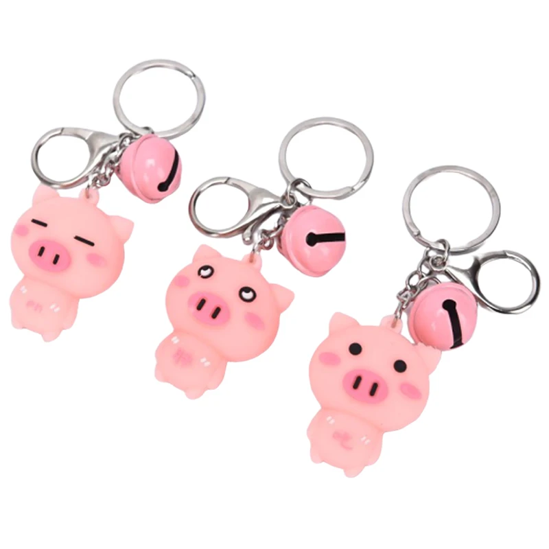 1Pcs Fashion Cute Pink Three-Dimensional Pig Bell Key Chain Keyring Pendant Gifts Free Shipping | Украшения и аксессуары