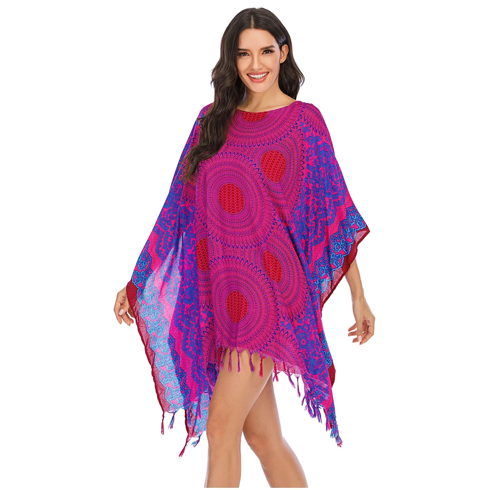 

2021 Spring/Summer T-Shirt Bohemian Home Pajamas Casual Loose Beach Towel dormir tops robe