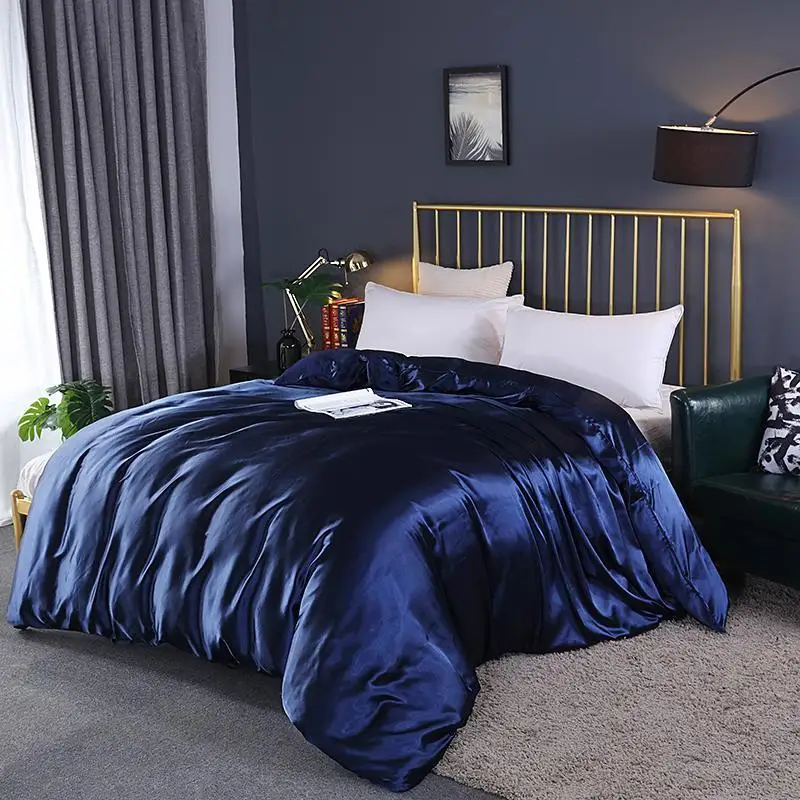 

30 Simple Pure Satin Lce Silk Bedding Set Home Textile Solid color Bedclothes Duvet Cover Comforter Cover 20 colors available #s
