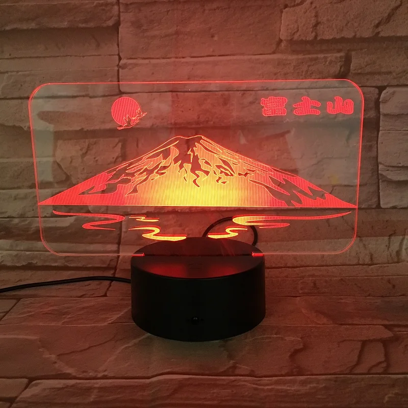 

Mount Fuji Table Lamp Acrylic Night Light LED 3D Illusion Nightlight Color Changing Kids Memorial Gift Bluetooth Speaker Control