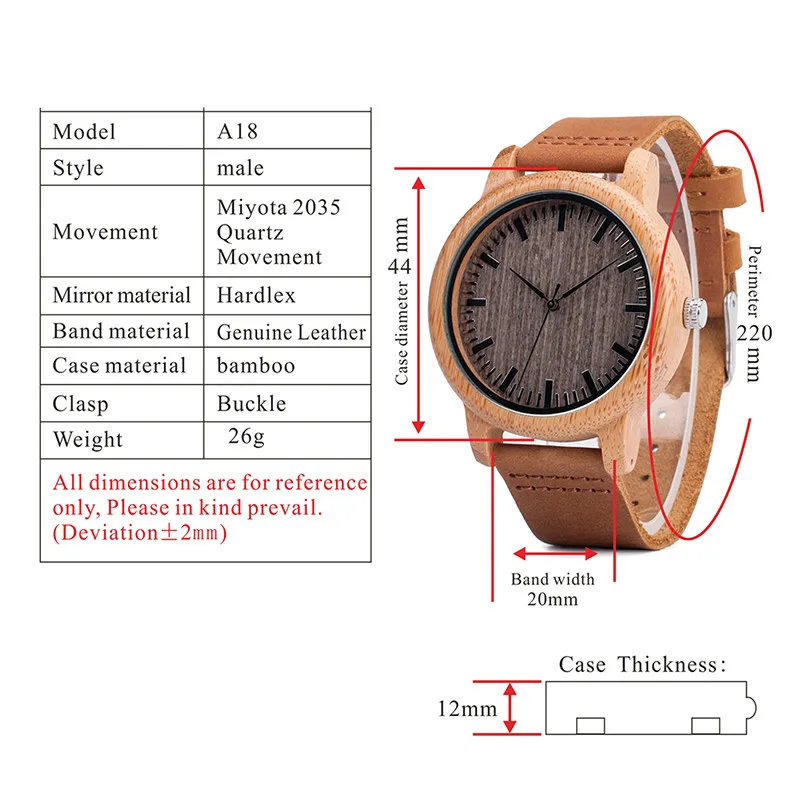 

Women Bamboo Wooden Watches for Men Leather Straps Quartz Watch OEM in Gift Box Drop Shipping