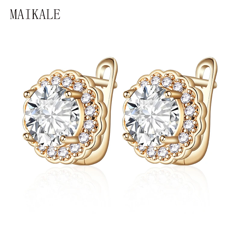 Женские маленькие серьги гвоздики MAIKALE роскошные круглые