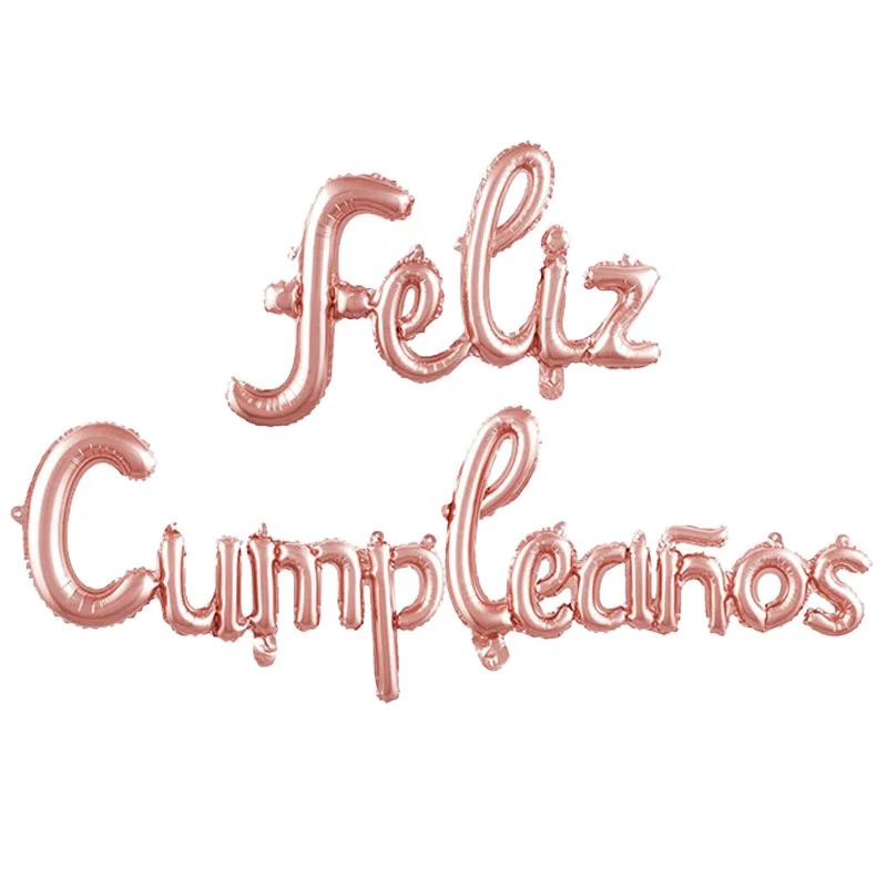 

Spanish Happy Birthday Letters Balloons Lowercase Conjoined Alphabet Foil Globos Birthday Party Decoration Banner Baby Shower