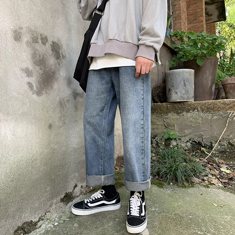 

2019 Autumn Men's Baggy Homme Classic Style Jeans Blue Color Casual Pants Male Biker Denim Loose Trousers Plus Size S-2XL