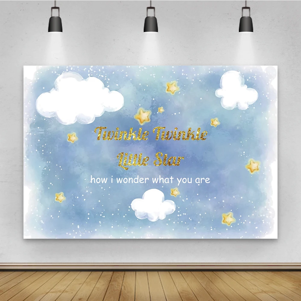 

Laeacco Happy Birthday Baby Shower Baby Cartoon Starry Night Cloud Photo Backgrounds Customized Photo Backdrops For Photo Studio