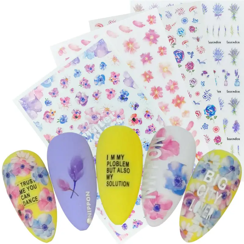 

1pcs Ultra thin Gummed Nail Decal and Sticker Flower Leaf Tree Green Simple Summer Slider for Manicure Nail Art Decoration