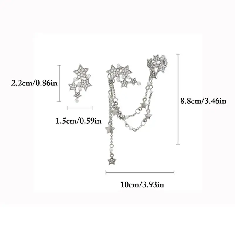 

Women Ear Clips Daily Wearing Star Ear Bone Ear Clip Irregular Earrings Rhinestone Ear Cuffs Girls Gifts Jewelry Accessories