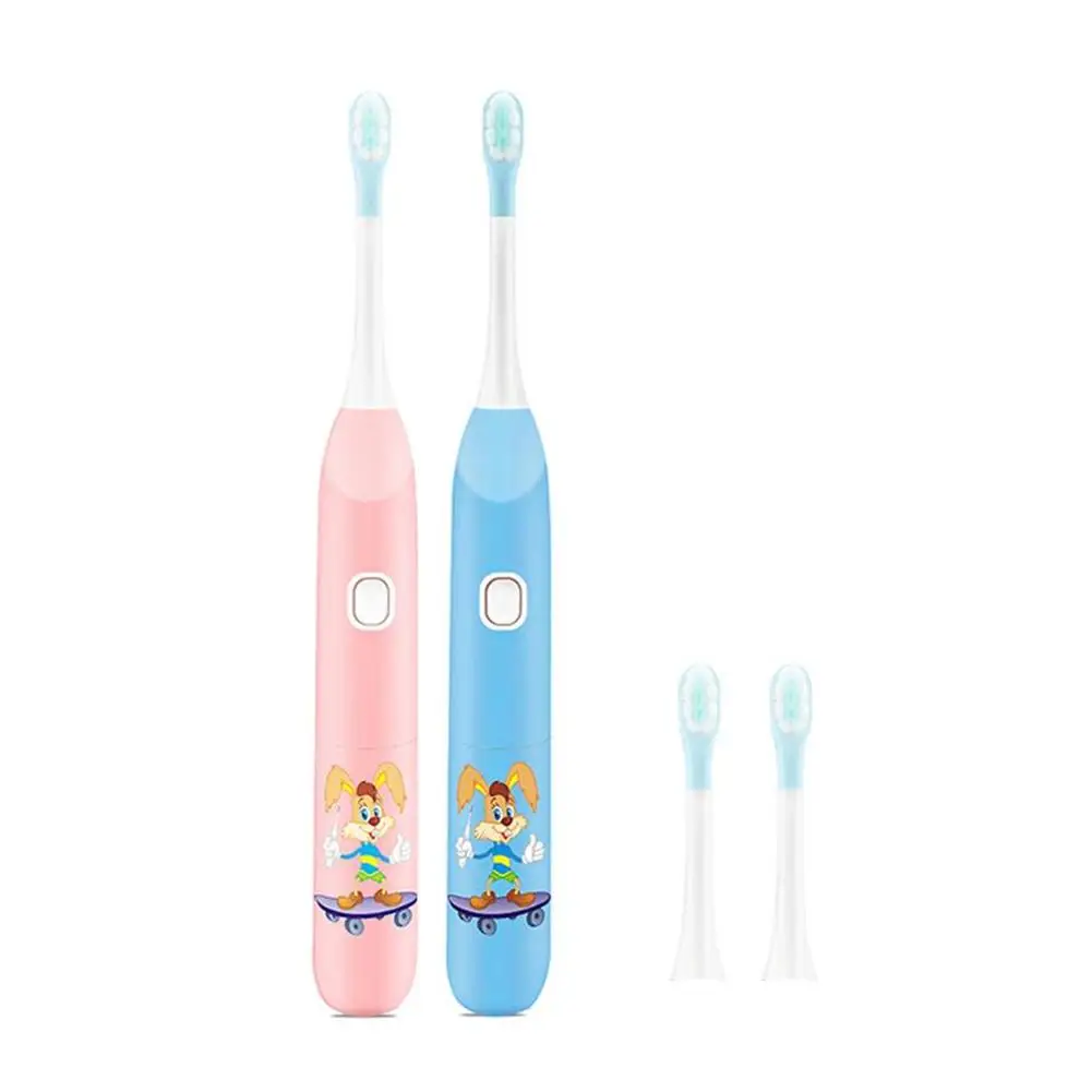 

31000 Times/minute Kids Electric Toothbrush Non-Rechargeable Waterproof Toothbrushes With 2 Brush Head Massage Gums Teeth White