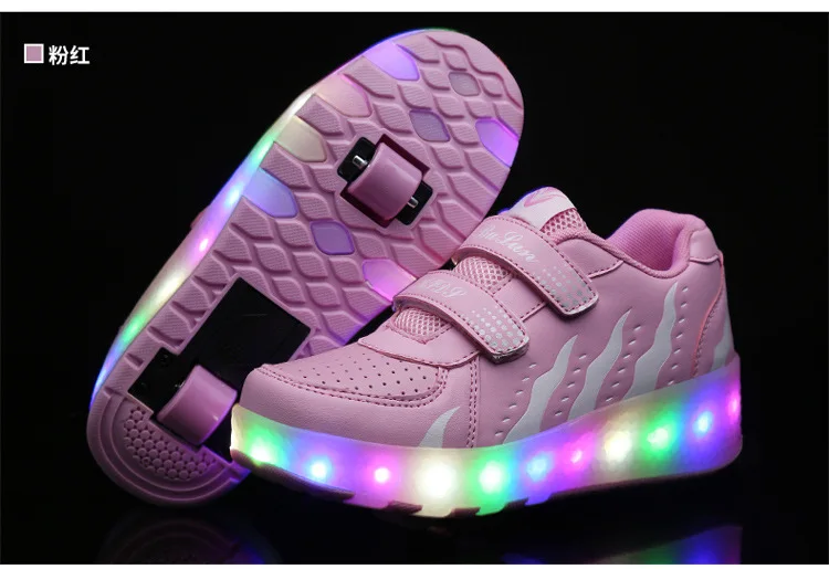 Heelies USB зарядка светодиодный Красочные Дети Мода кроссовки с два колеса роликовые коньки обувь для мальчиков и девочек синий