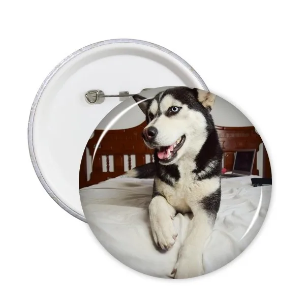 

Dog Animal Room Husky Picture Round Pins Badge Button Clothing Decoration 5pcs Gift