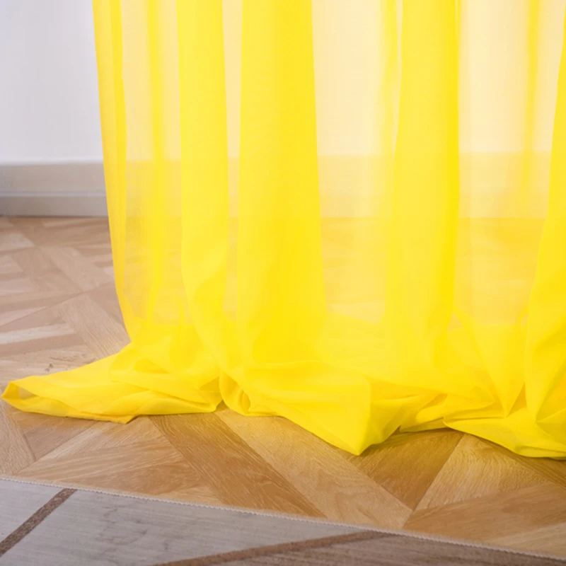 Золотая прозрачная занавеска для гостиной тонкая однотонная балкона мягкая