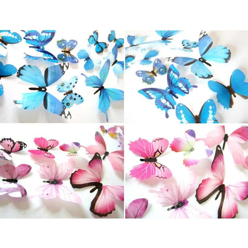 

12pcs/Set Butterfly Wall Sticker Decal Wall Art Home Decoration 3d Butterflies PVC Wallpaper For Kids Living Room Decor