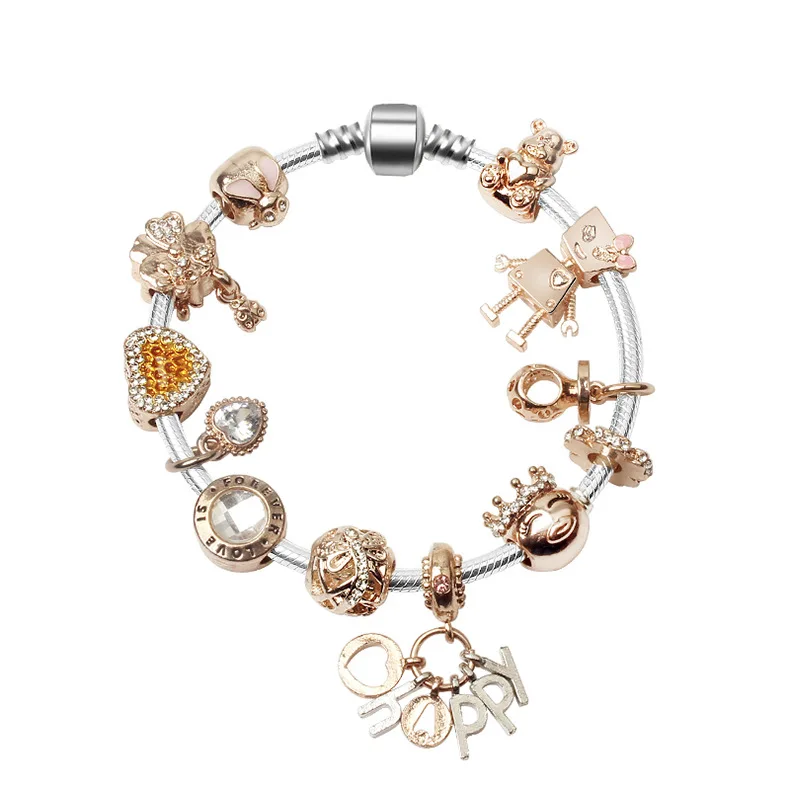 

New Princess Head Charm Bracelet for Women Fit European Pan Bracelet & Bangles Jewelry DIY Making Accessories