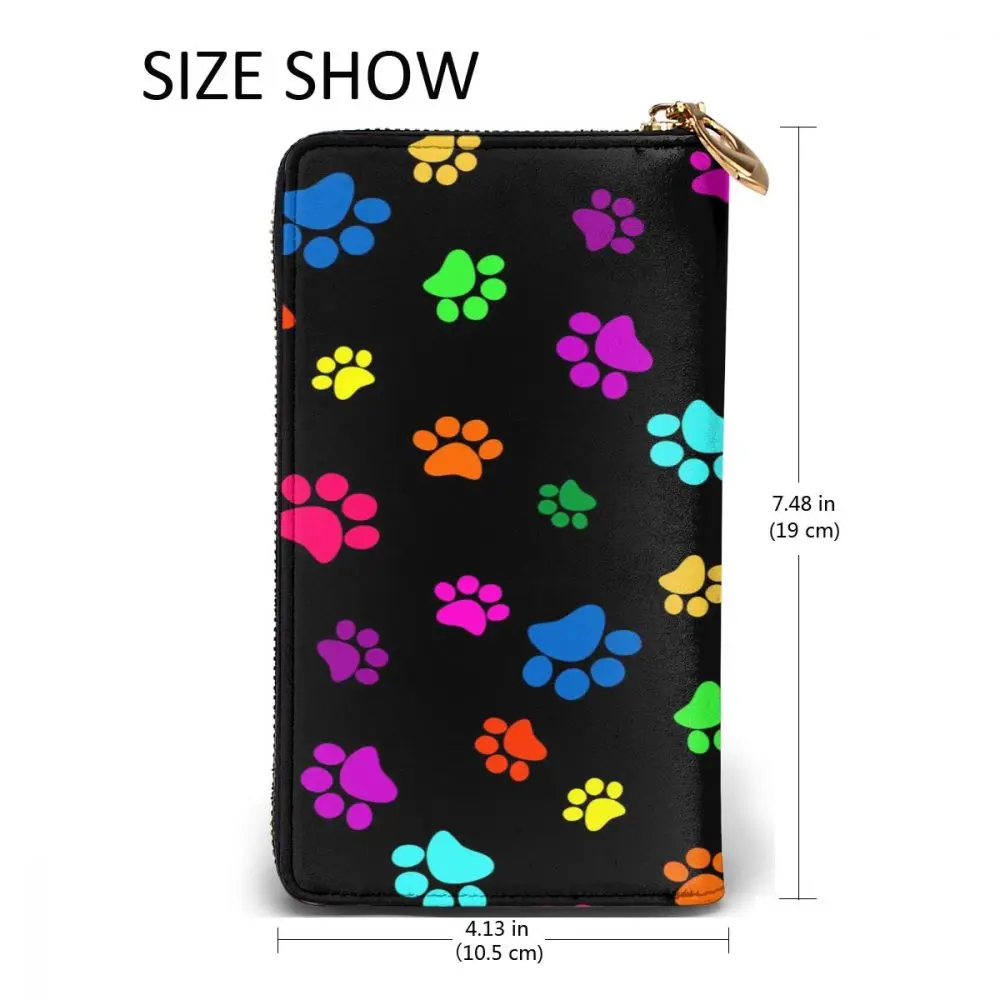 

Fashion Leather Wallet Cute Colorful Paws Long Zipper Wallet Clutch Bag Purse for Woman Man Girls Boys