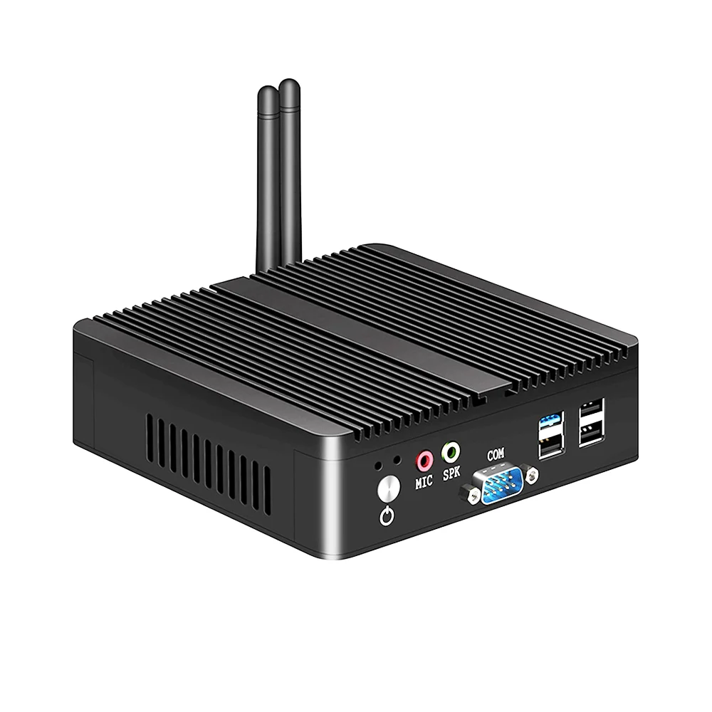 

Fanless Mini PC Dual LAN Industrial Computer Desktop Celeren N2815 N2830 N2930 J1900 w/ 2*RJ45 2*RS232 WiFI USB Dual Display