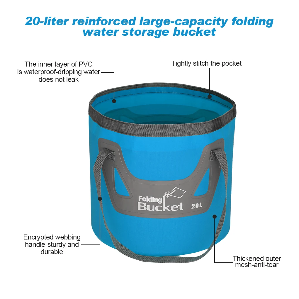 

20L Waterproof Water Bags Folding Bucket Portable Outdoor Foldable Bucket Water Container Collapsible Fish Washbasin Bucket
