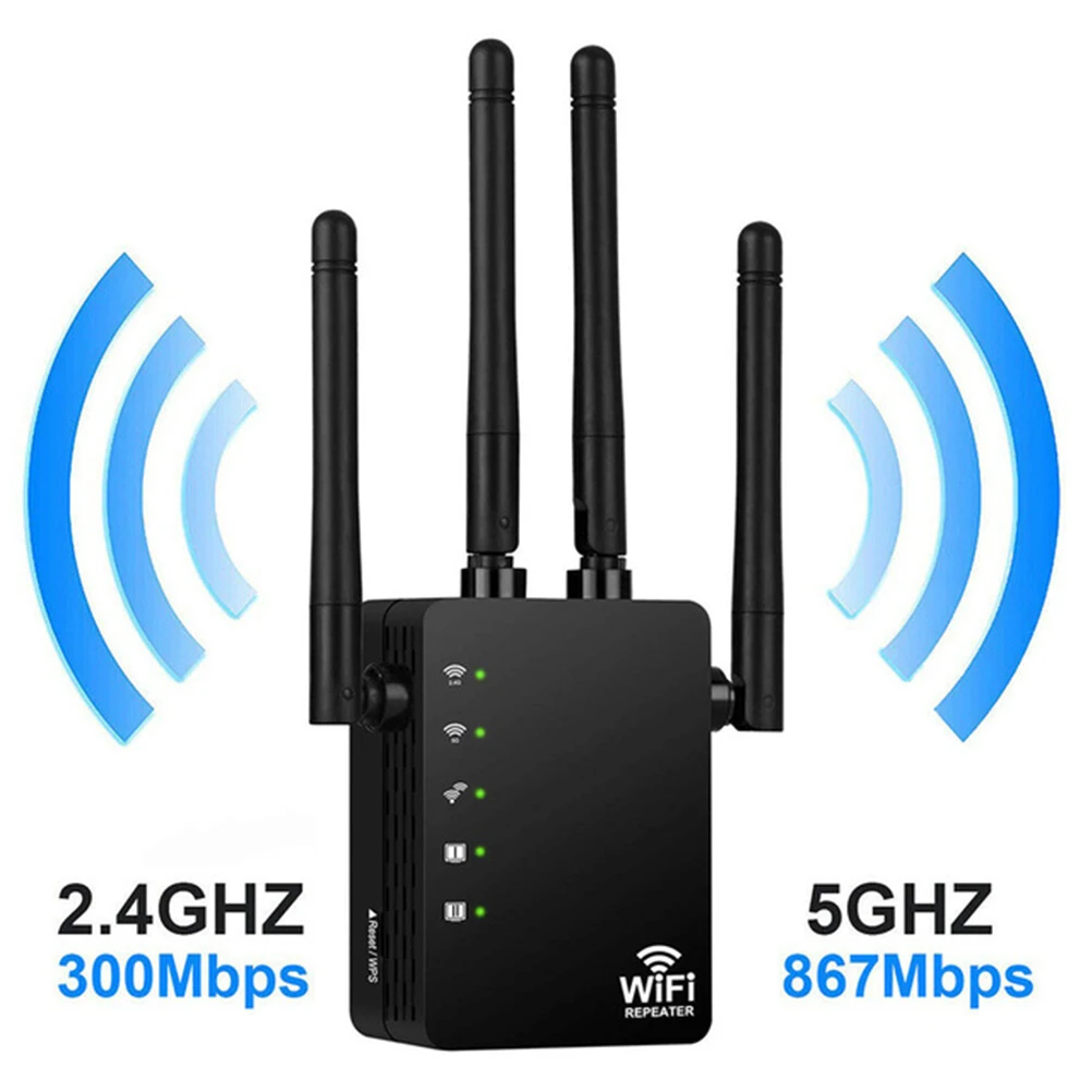 

WiFi Extender Router Signal Booster Amplifier 802.11ac AC1200Mbps 2.4G / 5G Dual Band Wireless Repeater Cellular Amplifier