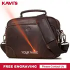 Сумка-мессенджер KAVIS мужская из натуральной кожи, модный саквояж на плечо для работыпутешествий, винтажный чемоданчик с бесплатной гравировкой, 2020