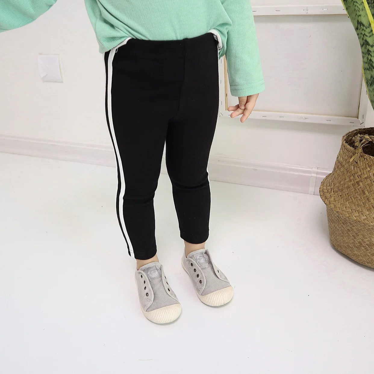 Осень 2020 Обтягивающие штаны из чистого хлопка с полосками сбоку для мальчиков и