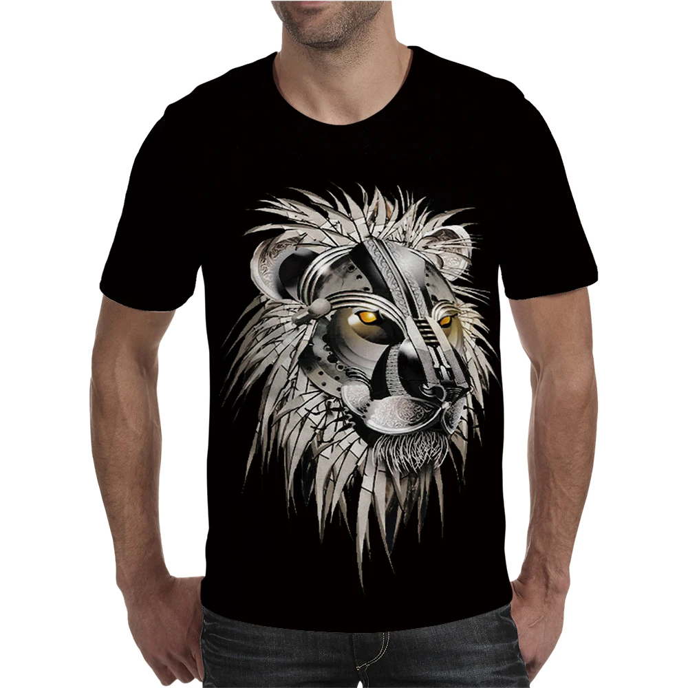 

Dangerous Lion T shirt Red Clothing XXS-4XL Animal Family short sleeve Tshirt Design T-shirt Plus Size Mens Fashion Tops Tees